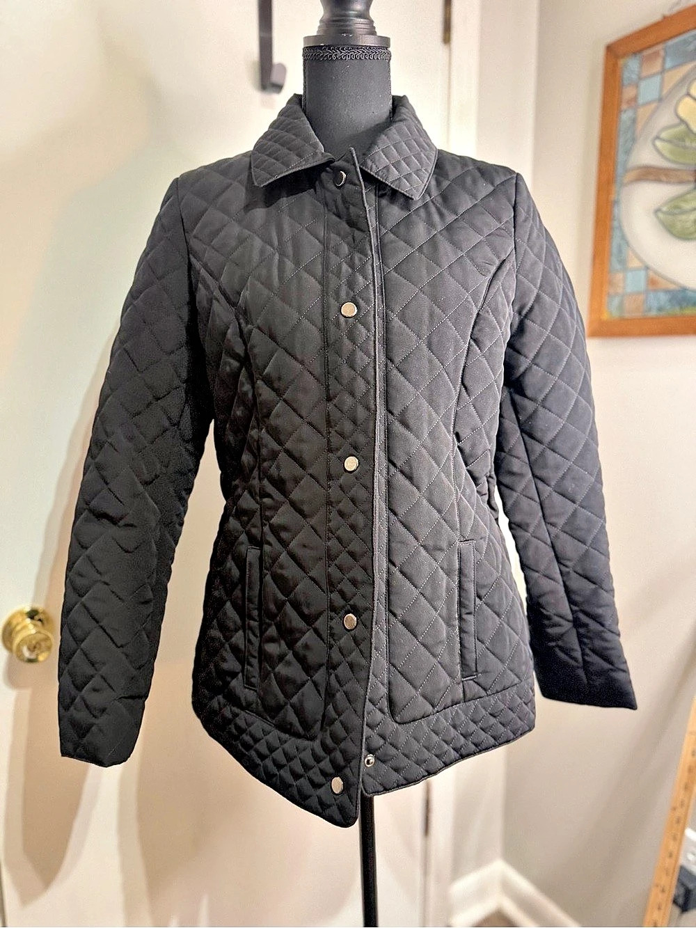 Esprit Vintage Y2K Black Quilted Warm Zip-Up Winter Jacket